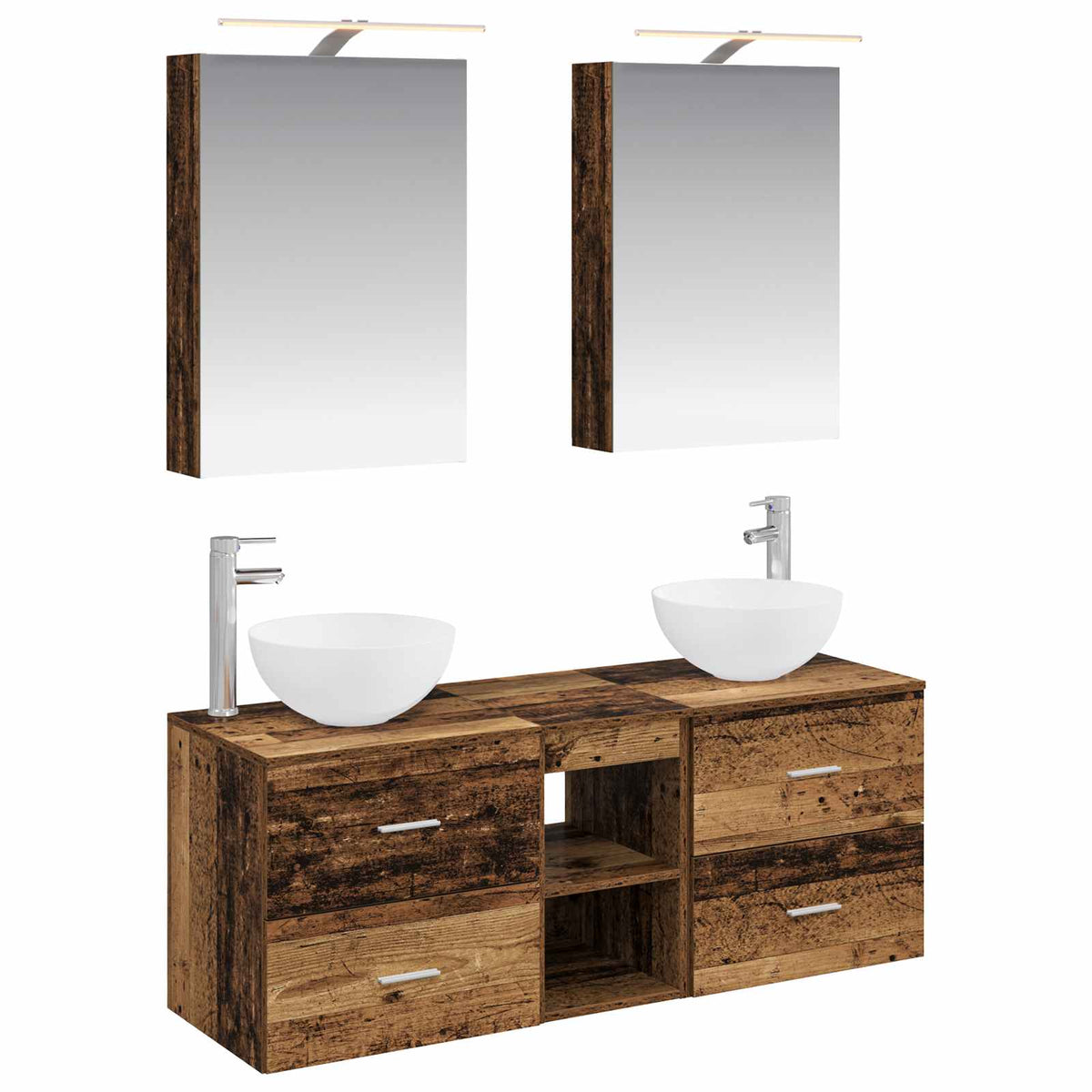 vidaXL Badkamermeubelset 5 pcs Wit Bewerkt hout en glas