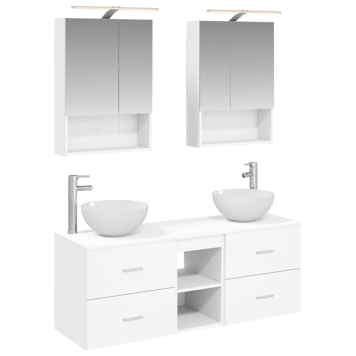 vidaXL Badkamermeubelset 5 pcs Wit Bewerkt hout en glas