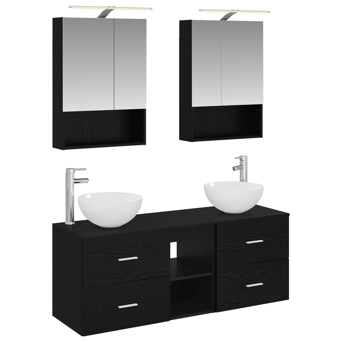 vidaXL Badkamermeubelset 5 pcs Wit Bewerkt hout en glas