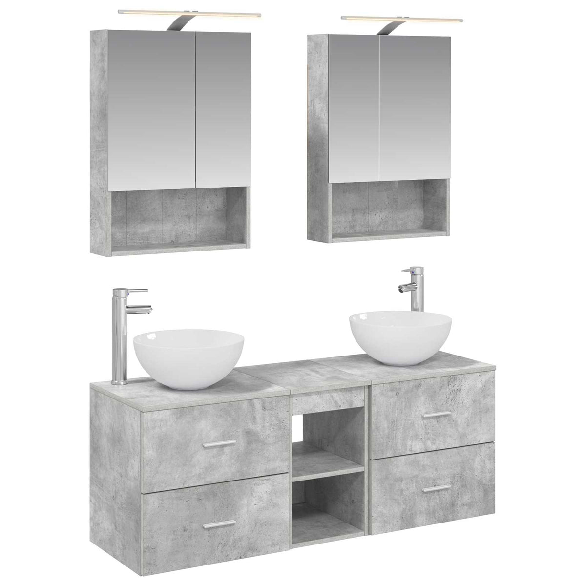 vidaXL Badkamermeubelset 5 pcs Wit Bewerkt hout en glas