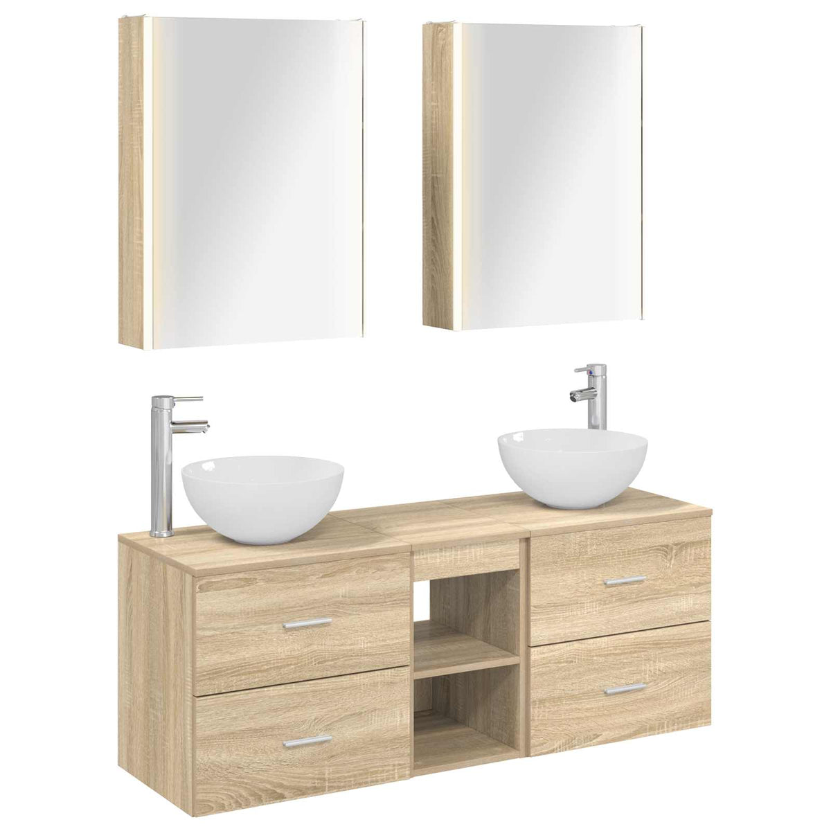 vidaXL Badkamermeubelset 5 pcs Wit Bewerkt hout en glas
