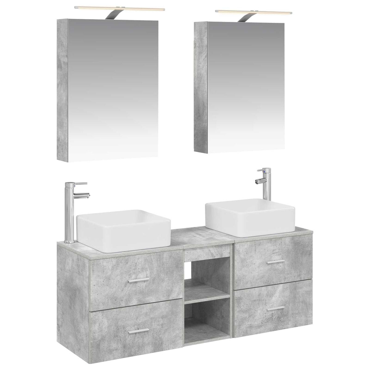 vidaXL Badkamermeubelset 5 pcs Wit Bewerkt hout en glas