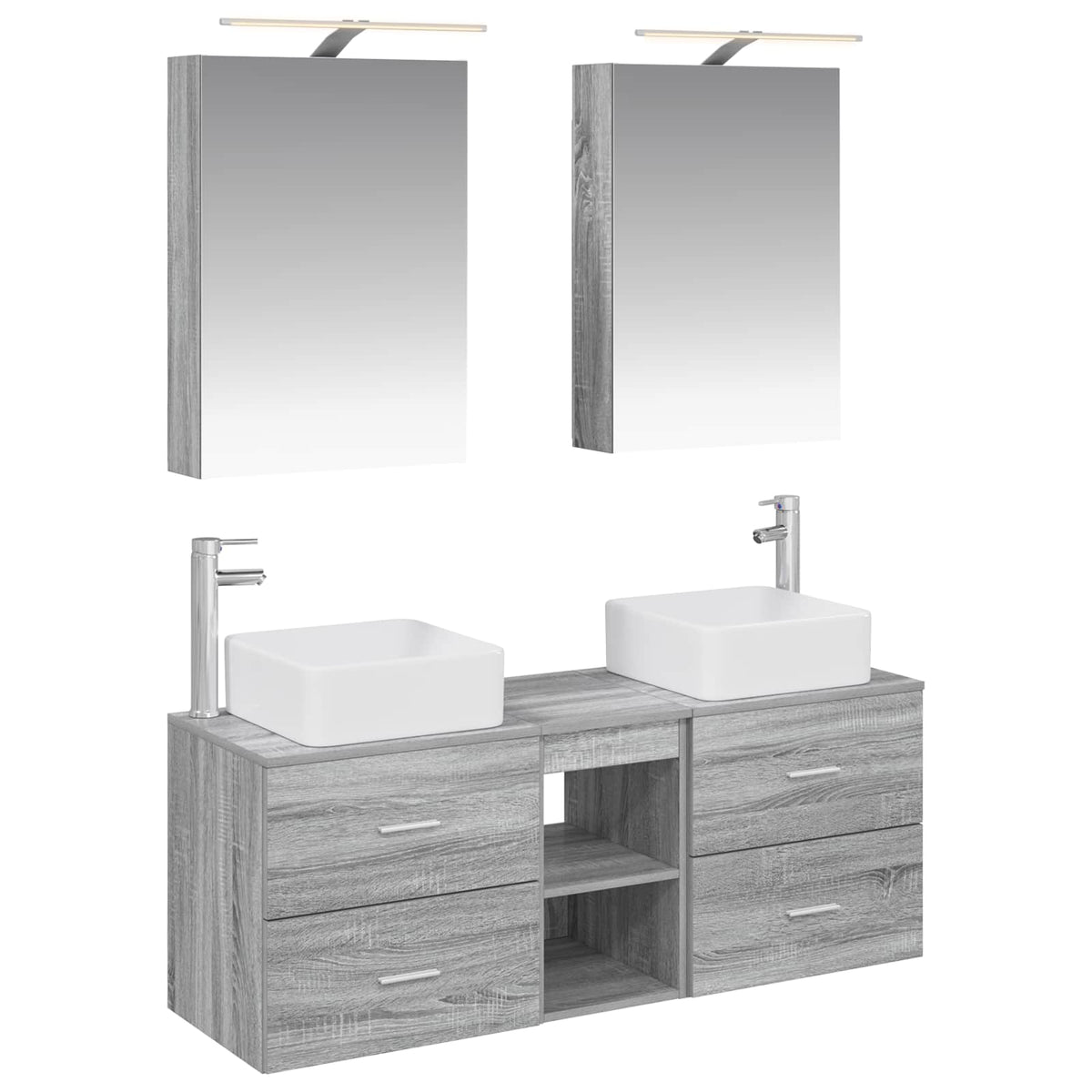 vidaXL Badkamermeubelset 5 pcs Wit Bewerkt hout en glas