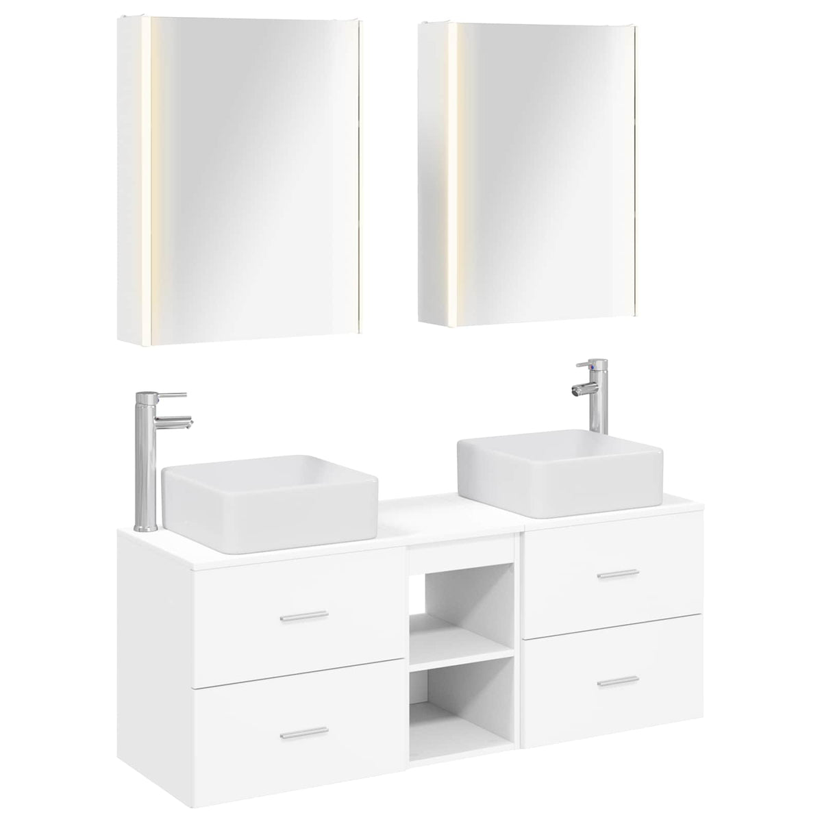 vidaXL Badkamermeubelset 5 pcs Wit Bewerkt hout en glas