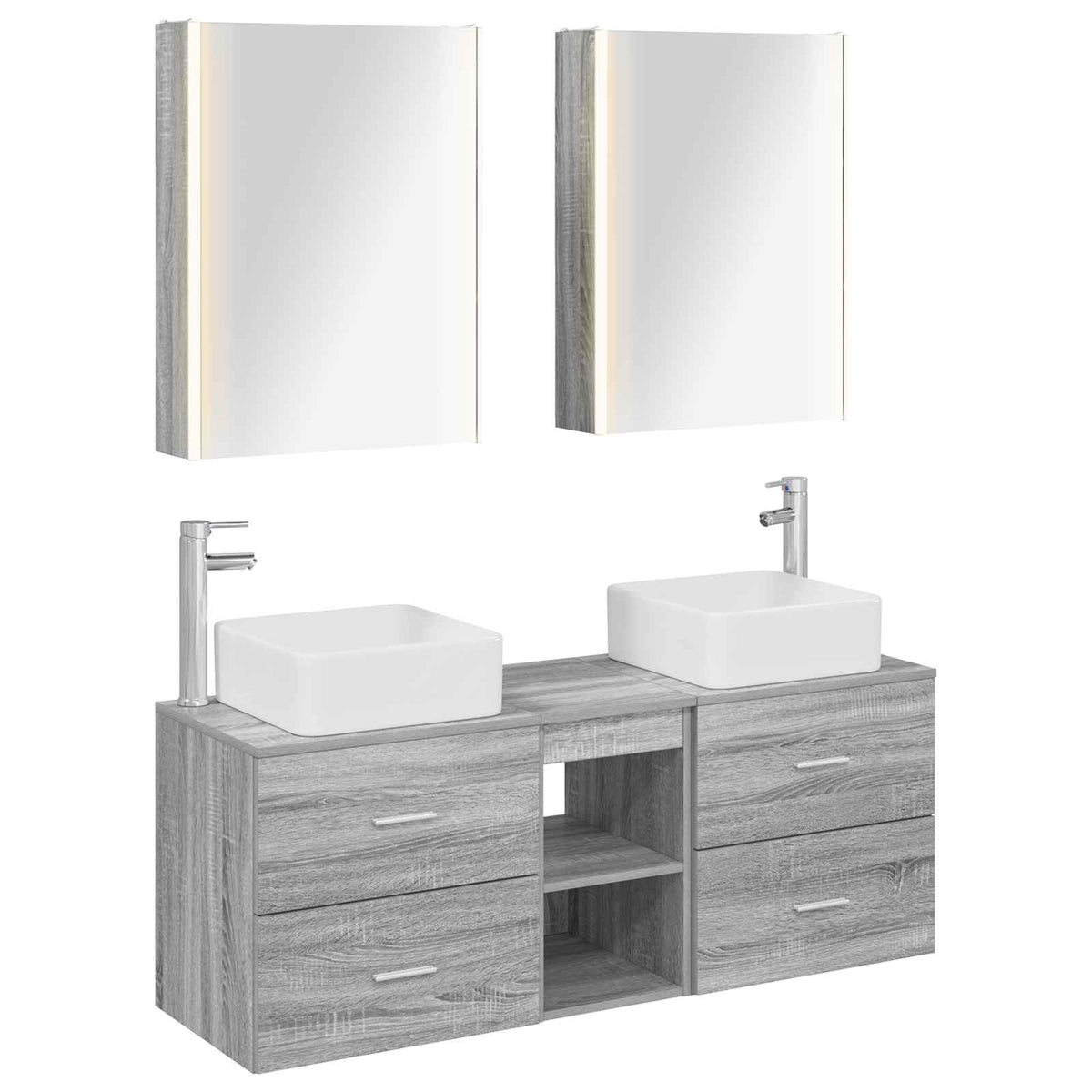 vidaXL Badkamermeubelset 5 pcs Wit Bewerkt hout en glas