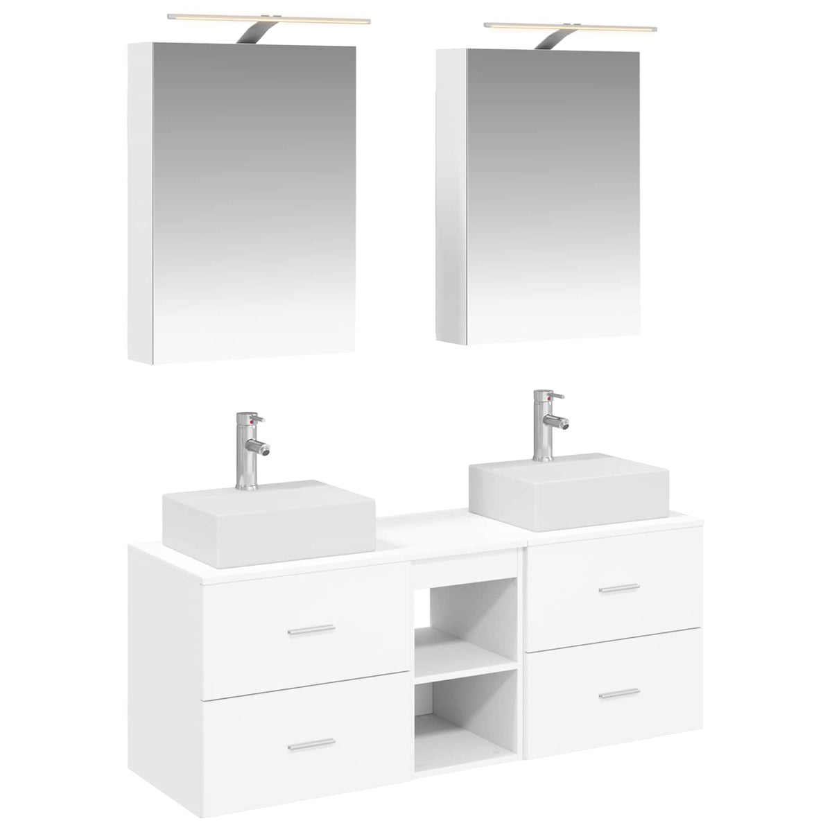 vidaXL Badkamermeubelset 5 pcs Wit Bewerkt hout en glas