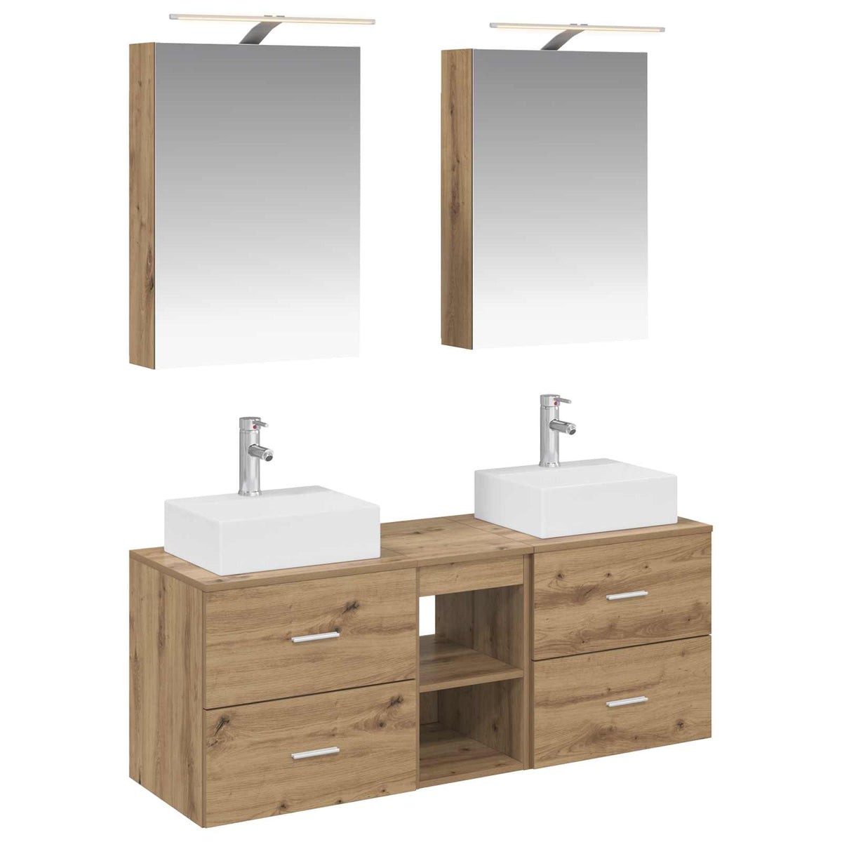 vidaXL Badkamermeubelset 5 pcs Wit Bewerkt hout en glas