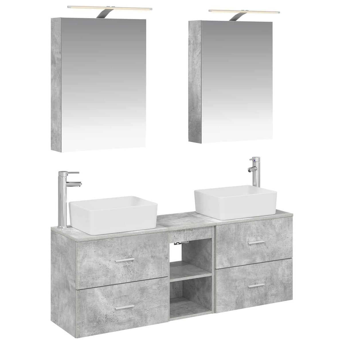 vidaXL Badkamermeubelset 5 pcs Wit Bewerkt hout en glas