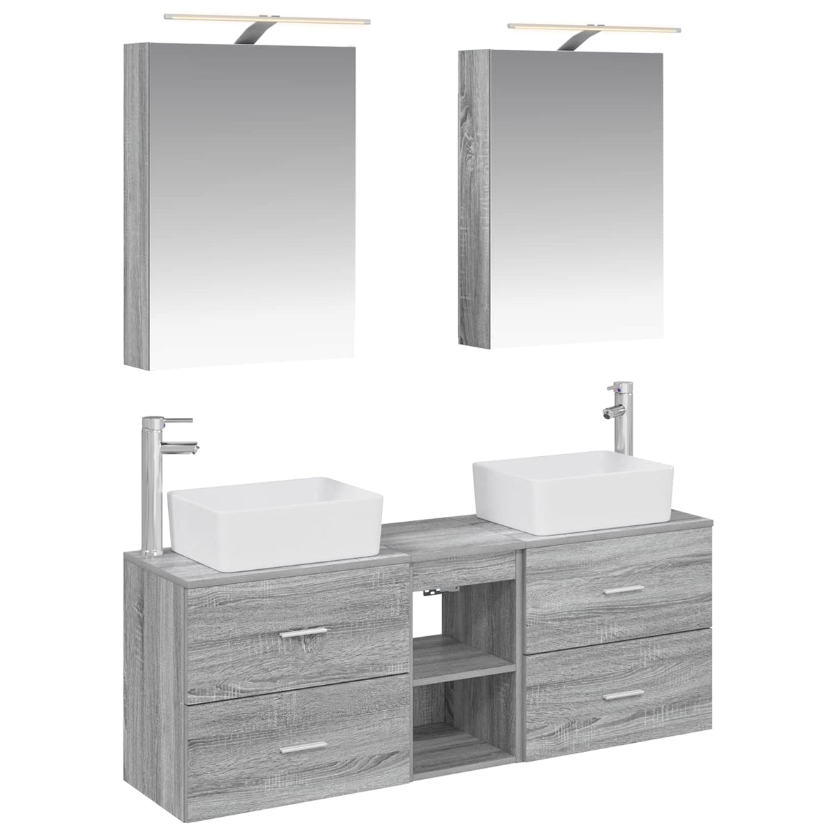 vidaXL Badkamermeubelset 5 pcs Wit Bewerkt hout en glas
