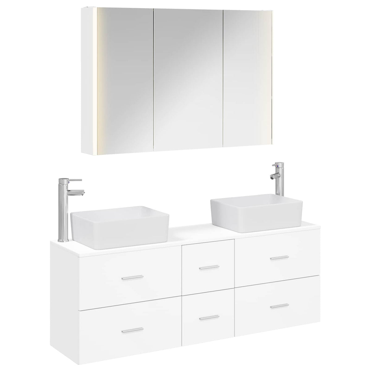vidaXL Badkamermeubelset 4 pcs Wit Bewerkt hout en glas