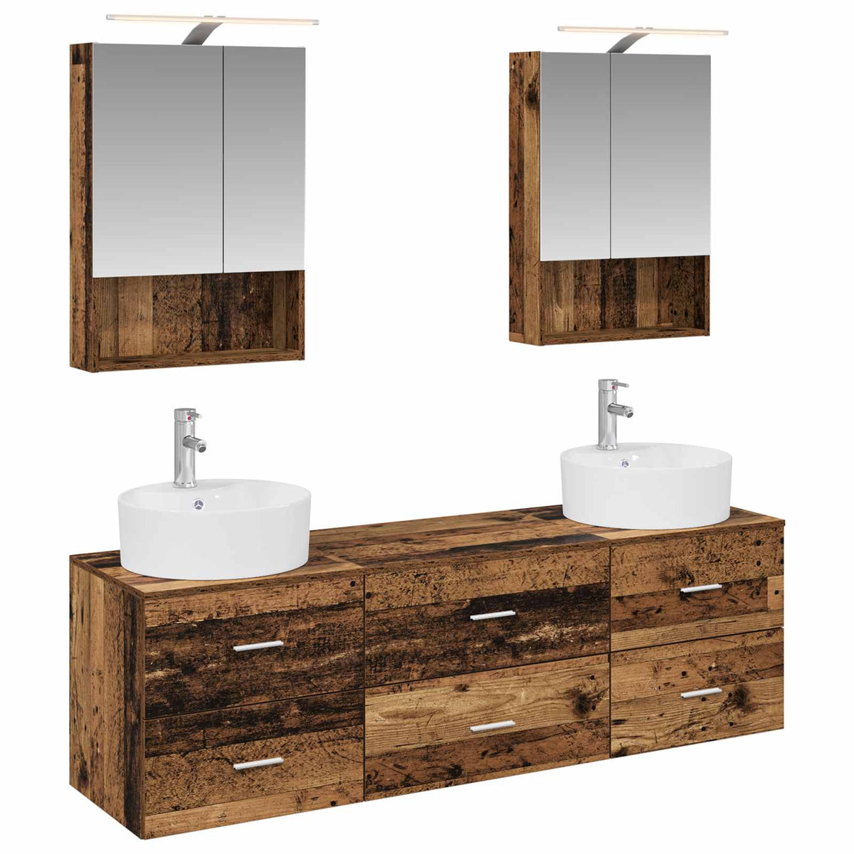 vidaXL Badkamermeubelset 5 pcs Wit Bewerkt hout en glas