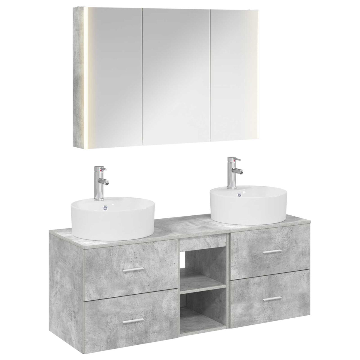 vidaXL Badkamermeubelset 4 pcs Wit Bewerkt hout en glas
