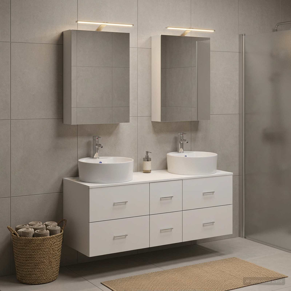 vidaXL Badkamermeubelset 5 pcs Wit Bewerkt hout en glas