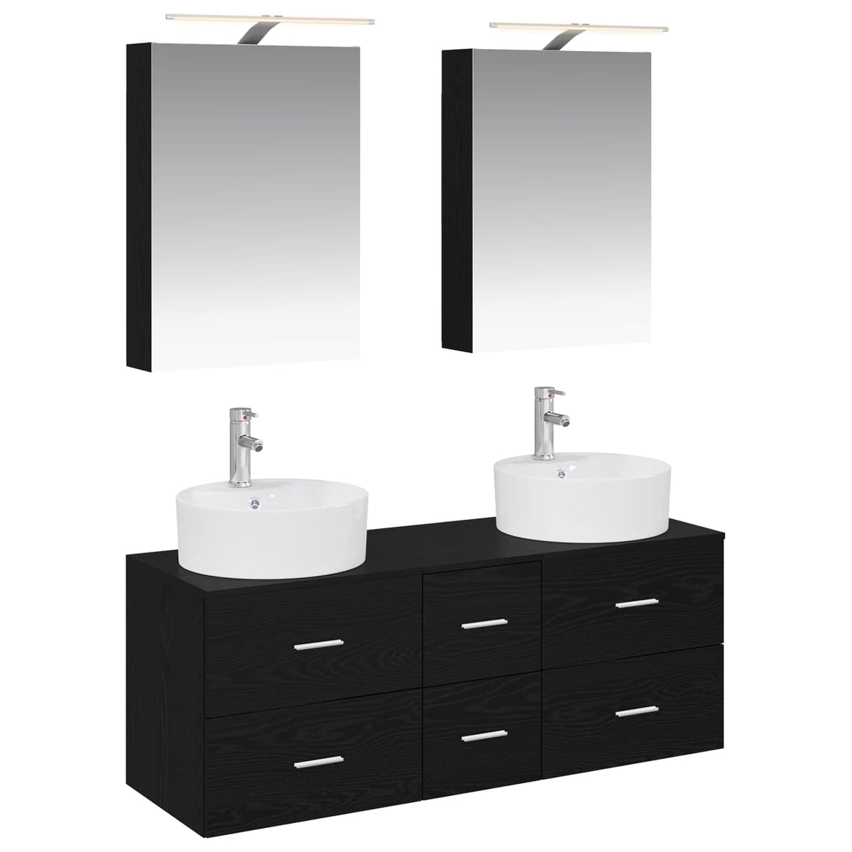 vidaXL Badkamermeubelset 5 pcs Wit Bewerkt hout en glas