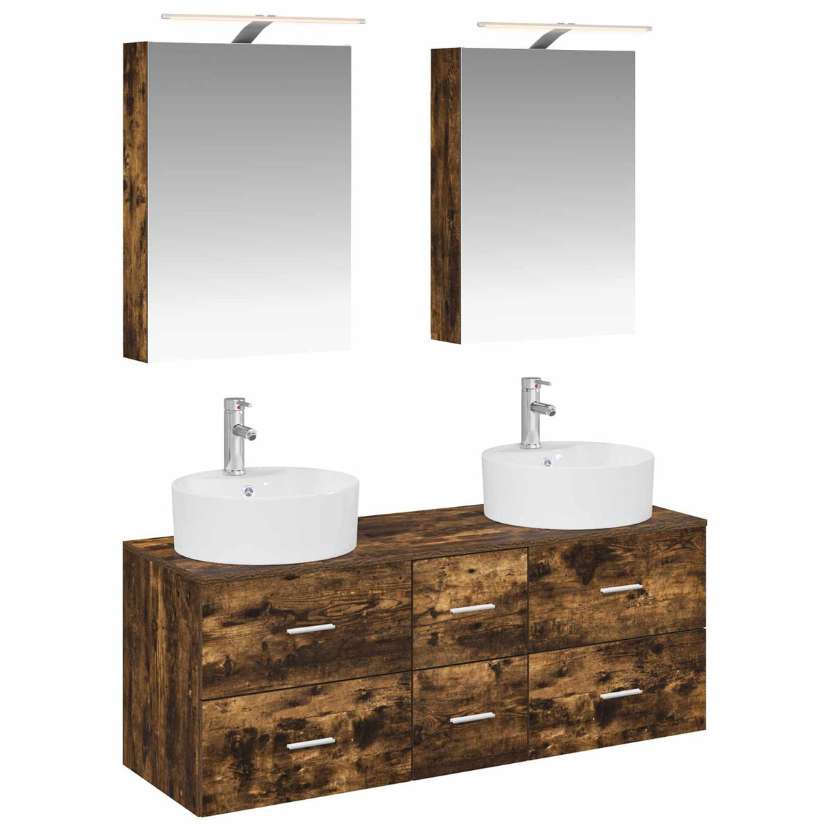 vidaXL Badkamermeubelset 5 pcs Wit Bewerkt hout en glas