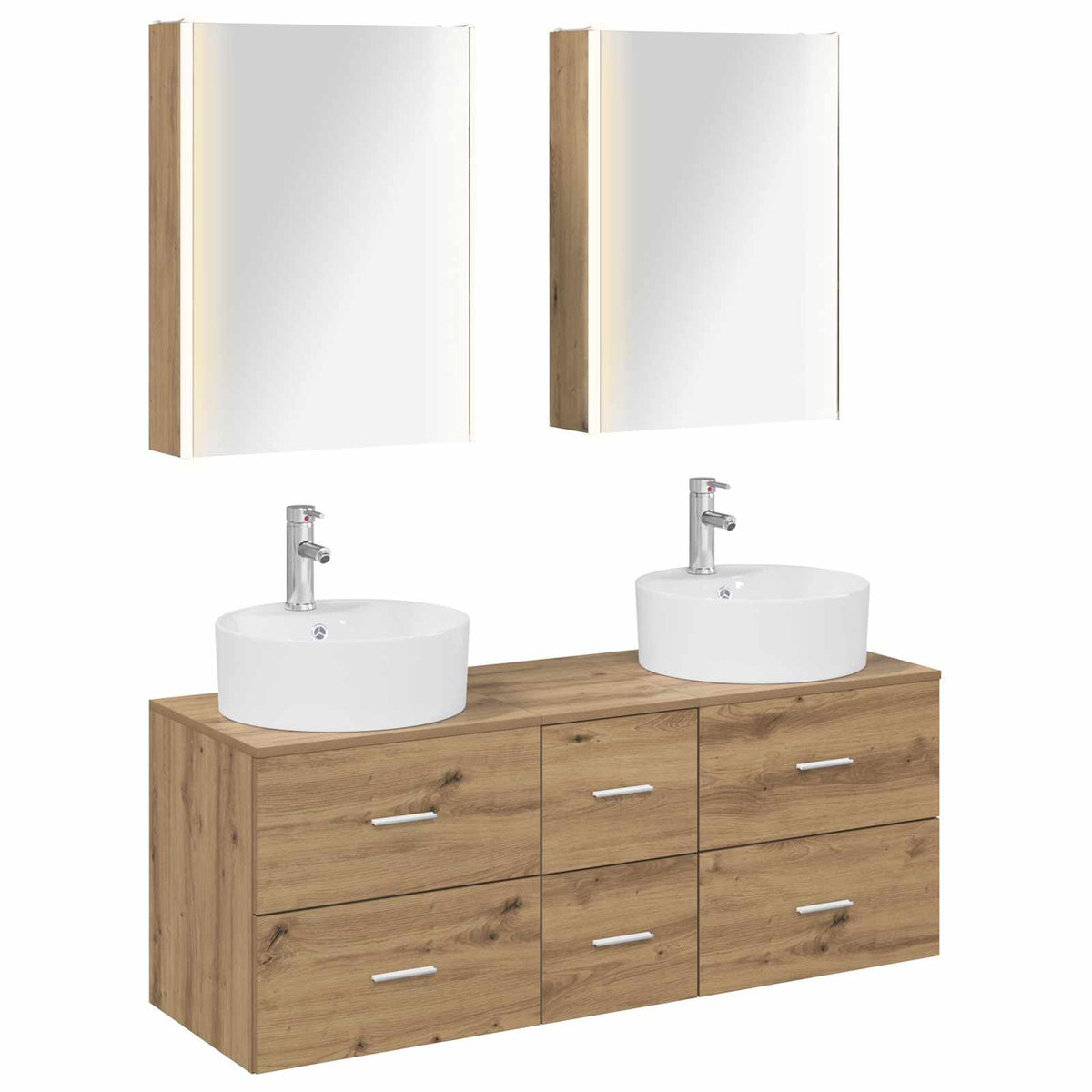 vidaXL Badkamermeubelset 5 pcs Wit Bewerkt hout en glas
