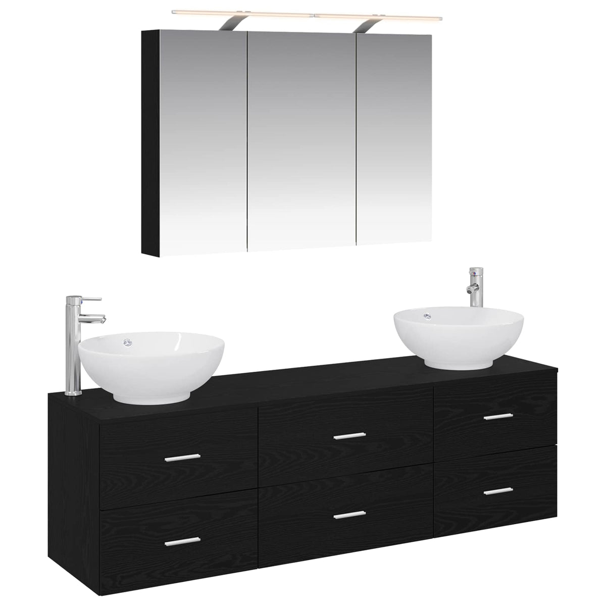 vidaXL Badkamermeubelset 4 pcs Wit Bewerkt hout en glas