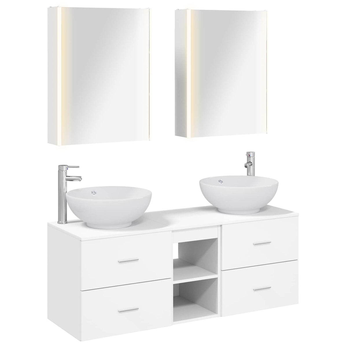 vidaXL Badkamermeubelset 5 pcs Wit Bewerkt hout en glas
