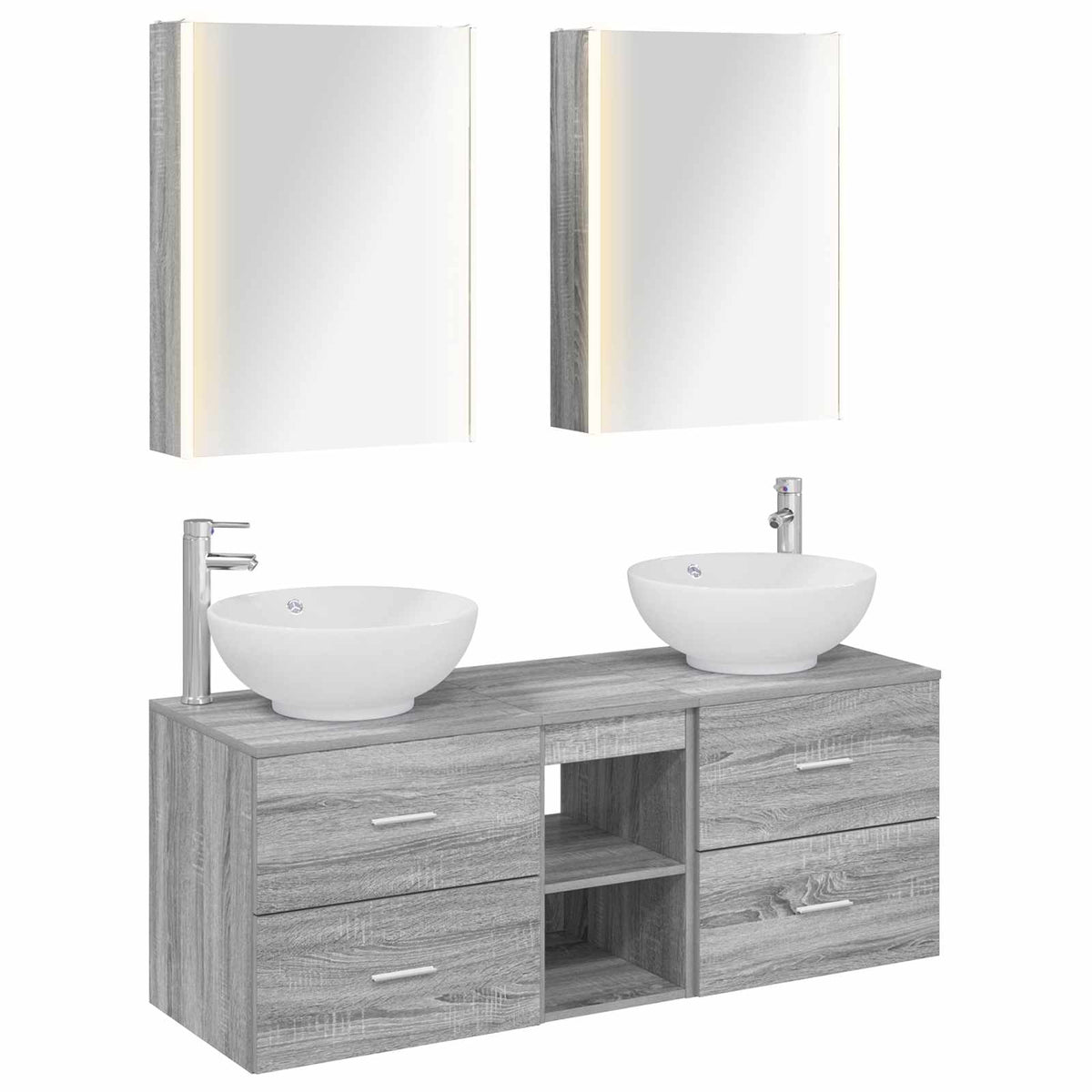 vidaXL Badkamermeubelset 5 pcs Wit Bewerkt hout en glas