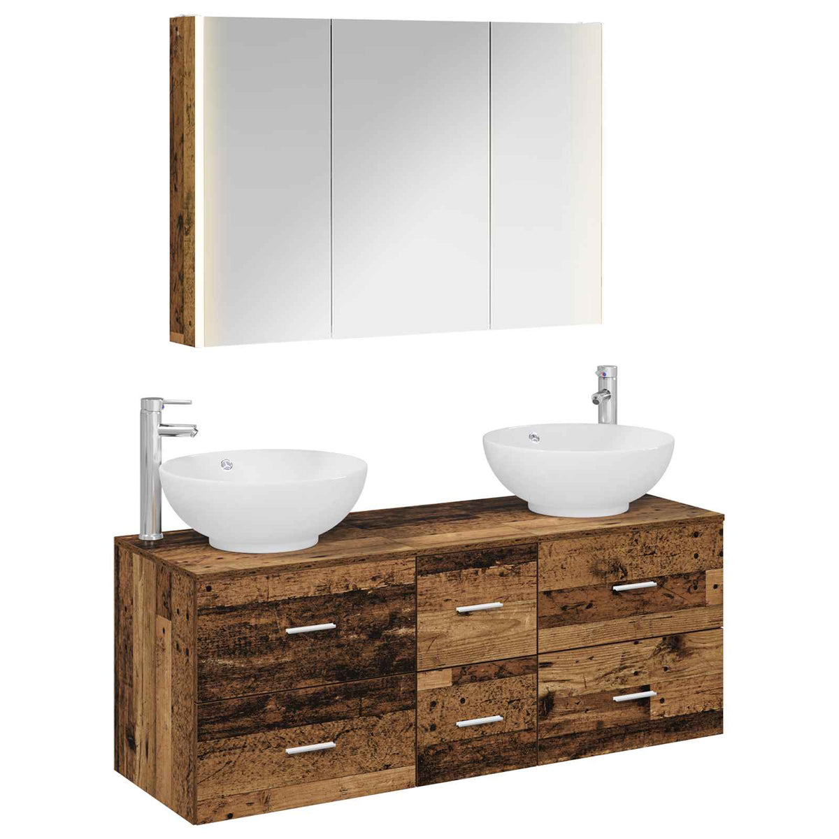 vidaXL Badkamermeubelset 4 pcs Wit Bewerkt hout en glas