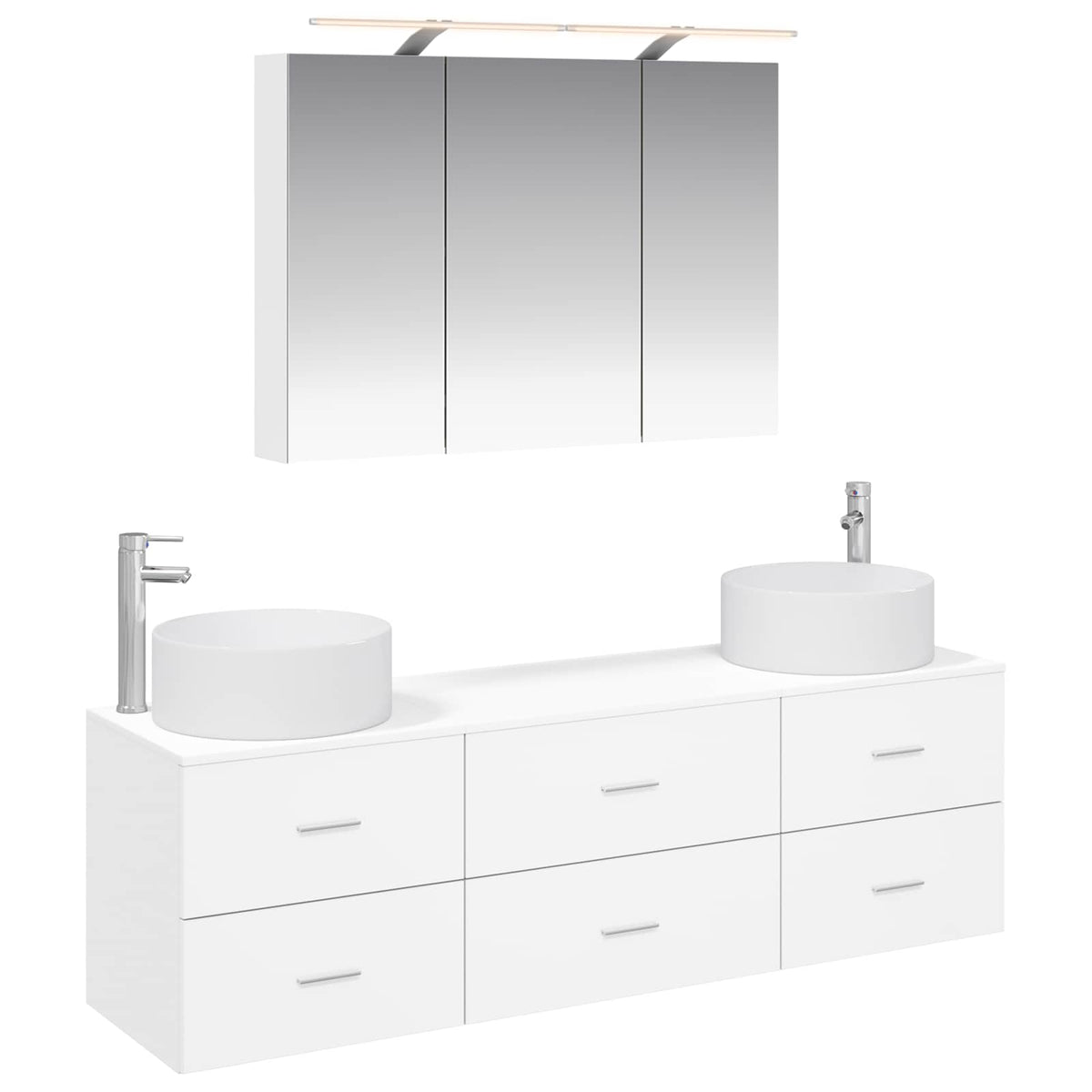 vidaXL Badkamermeubelset 4 pcs Wit Bewerkt hout en glas
