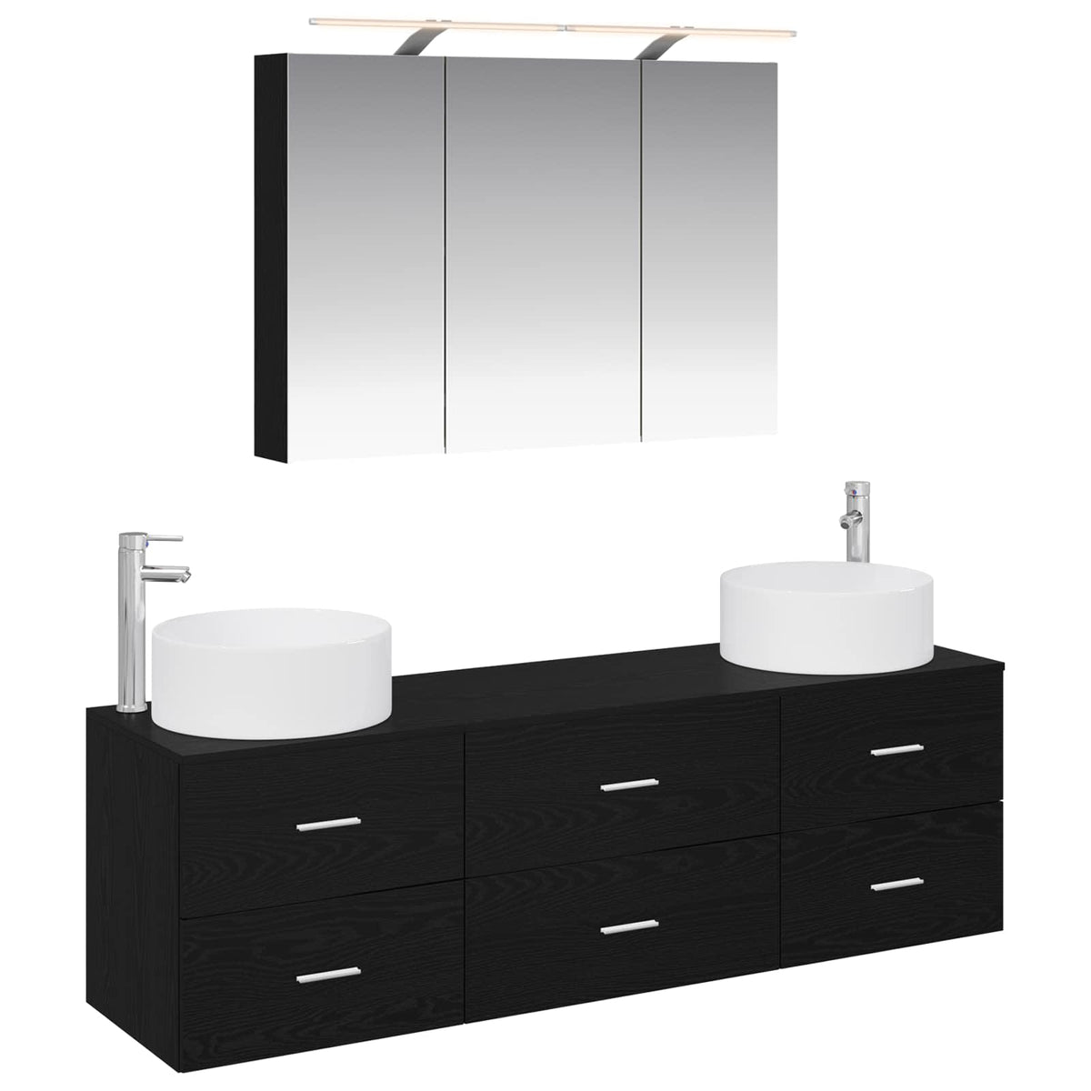vidaXL Badkamermeubelset 4 pcs Wit Bewerkt hout en glas