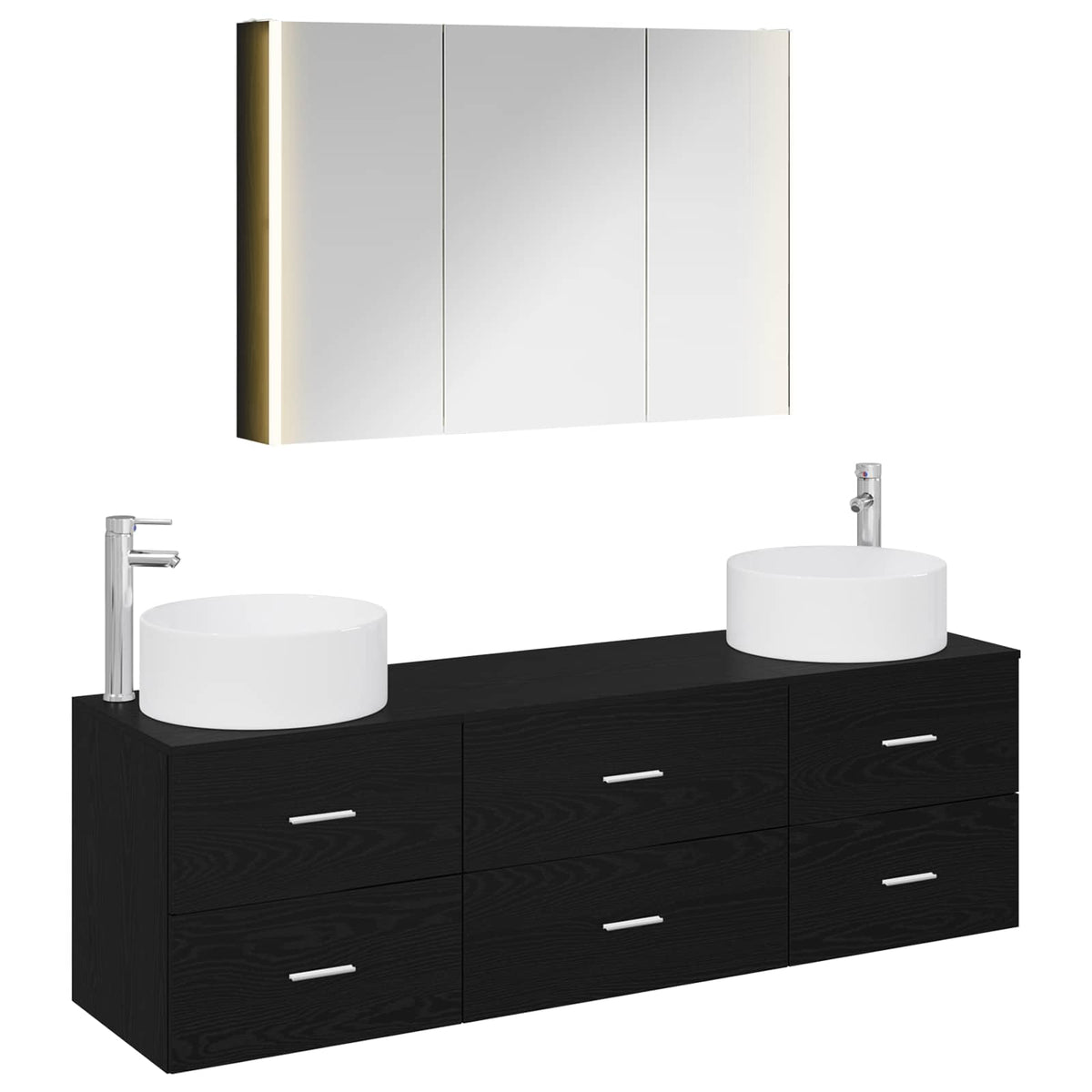 vidaXL Badkamermeubelset 4 pcs Wit Bewerkt hout en glas