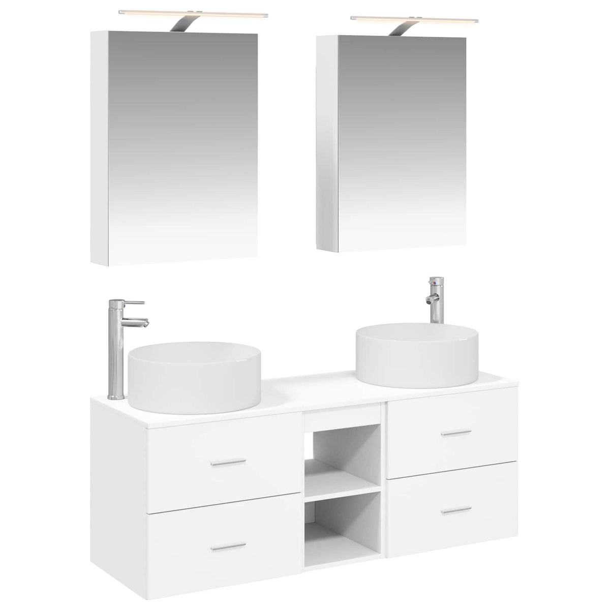vidaXL Badkamermeubelset 5 pcs Wit Bewerkt hout en glas