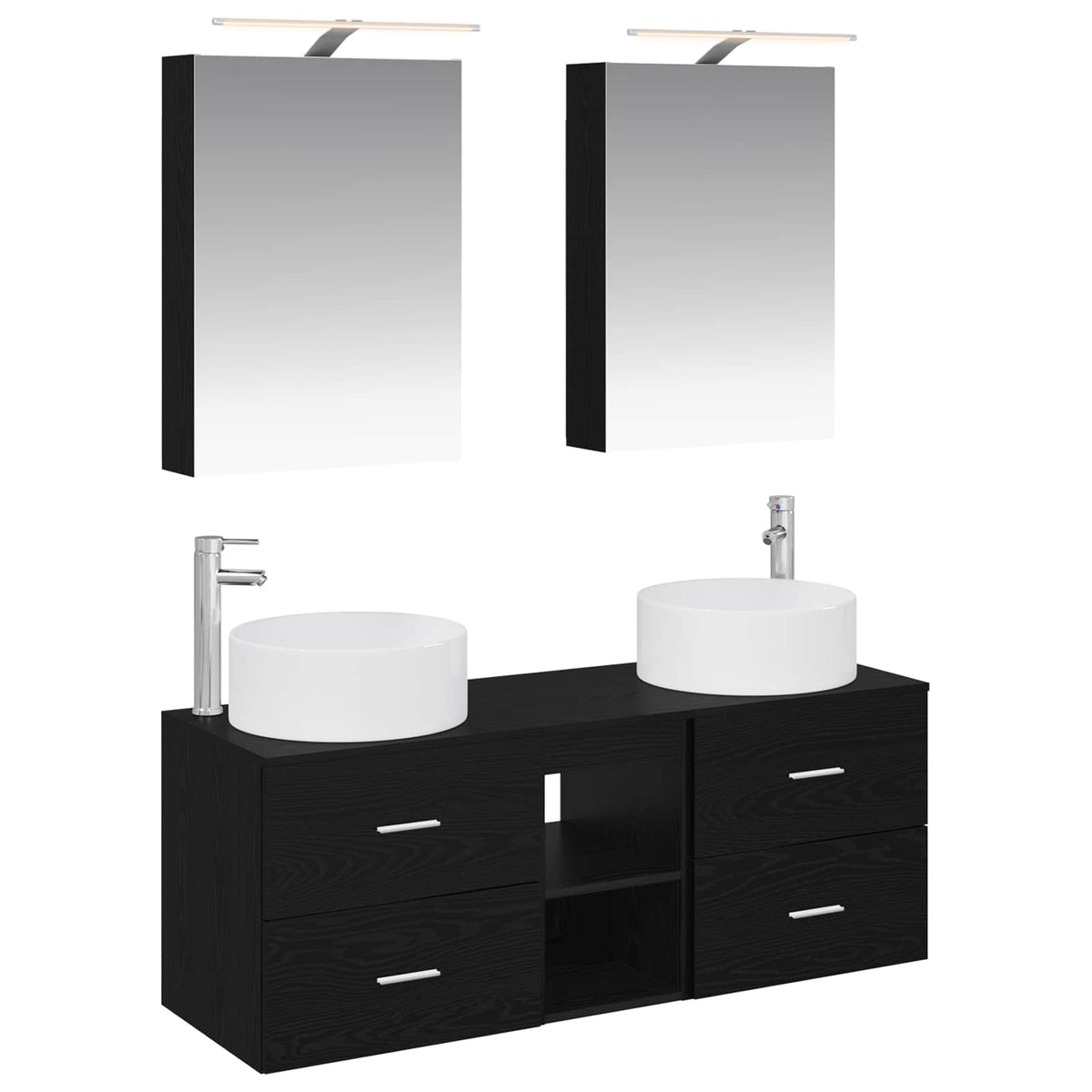 vidaXL Badkamermeubelset 5 pcs Wit Bewerkt hout en glas