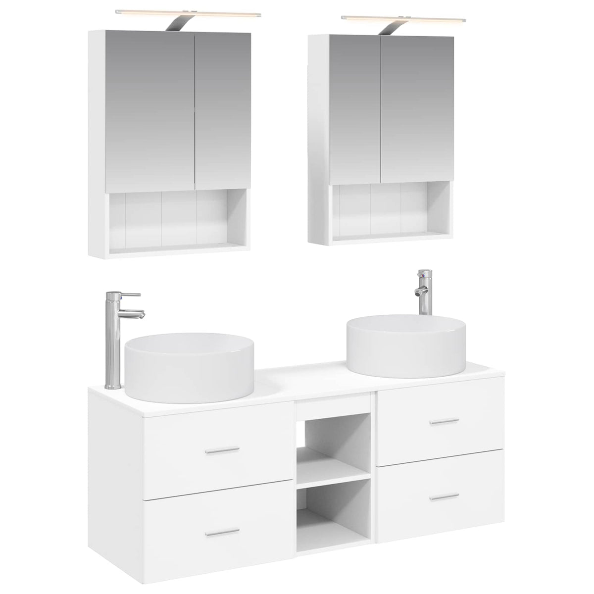 vidaXL Badkamermeubelset 5 pcs Wit Bewerkt hout en glas