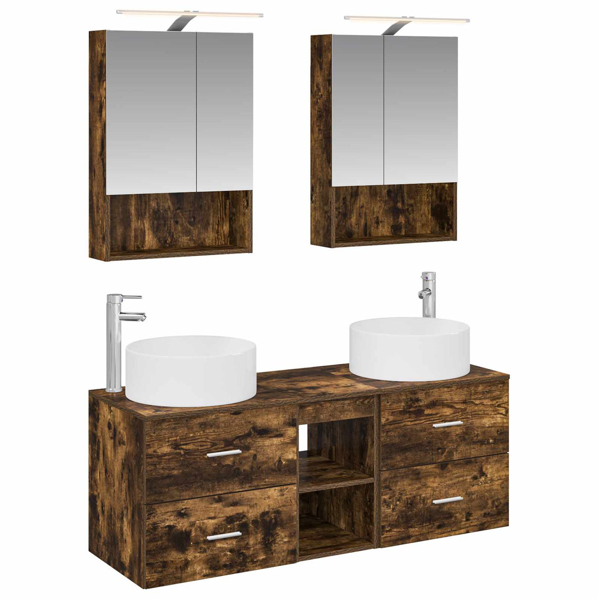 vidaXL Badkamermeubelset 5 pcs Wit Bewerkt hout en glas