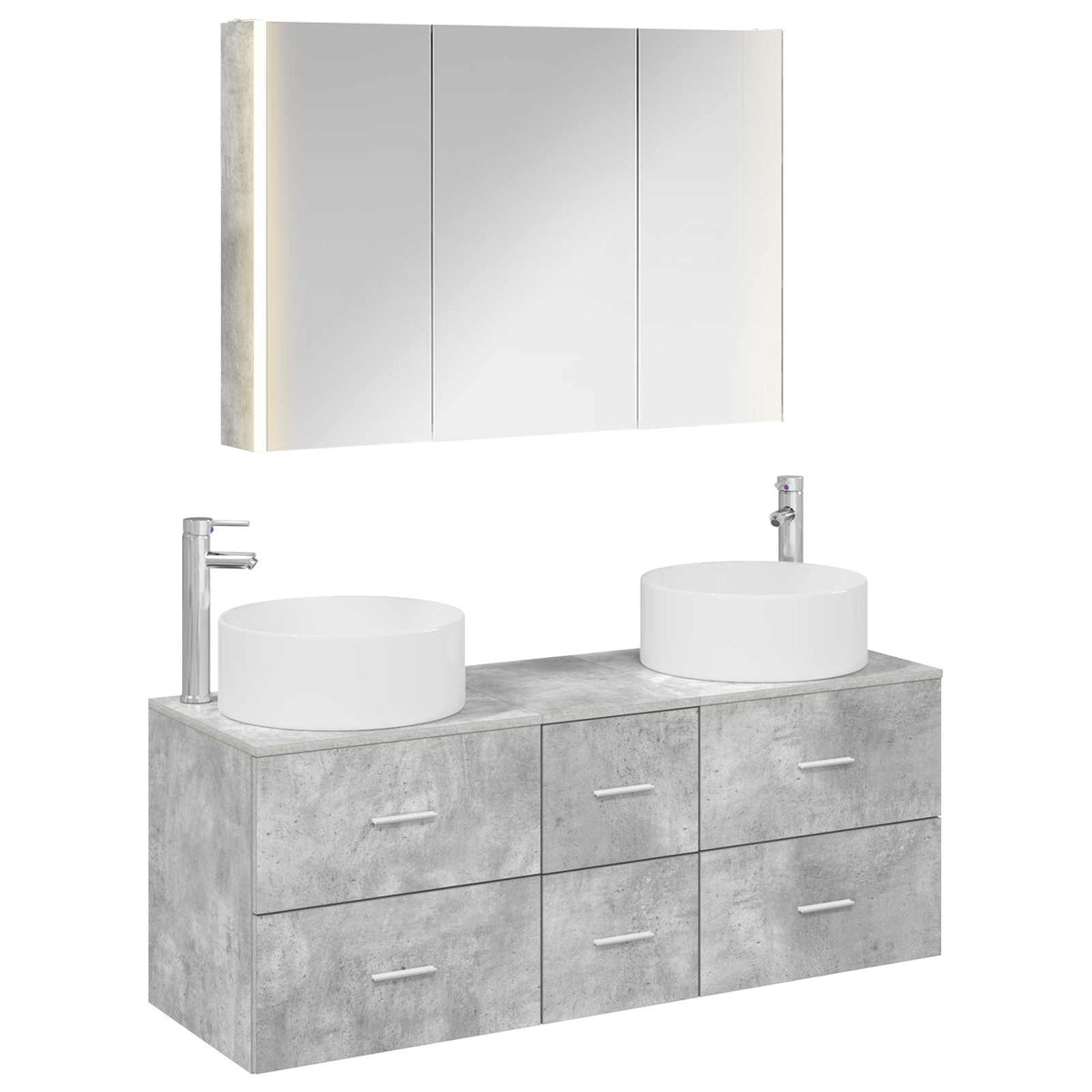 vidaXL Badkamermeubelset 4 pcs Wit Bewerkt hout en glas