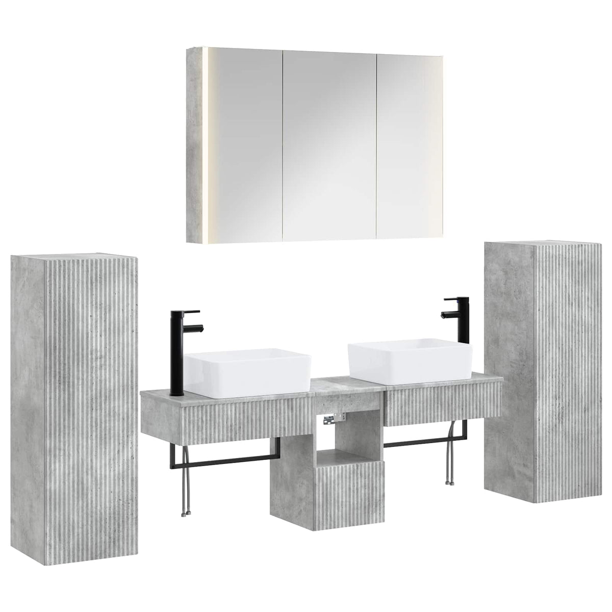 vidaXL Badkamermeubelset 6 pcs Wit Bewerkt hout en glas