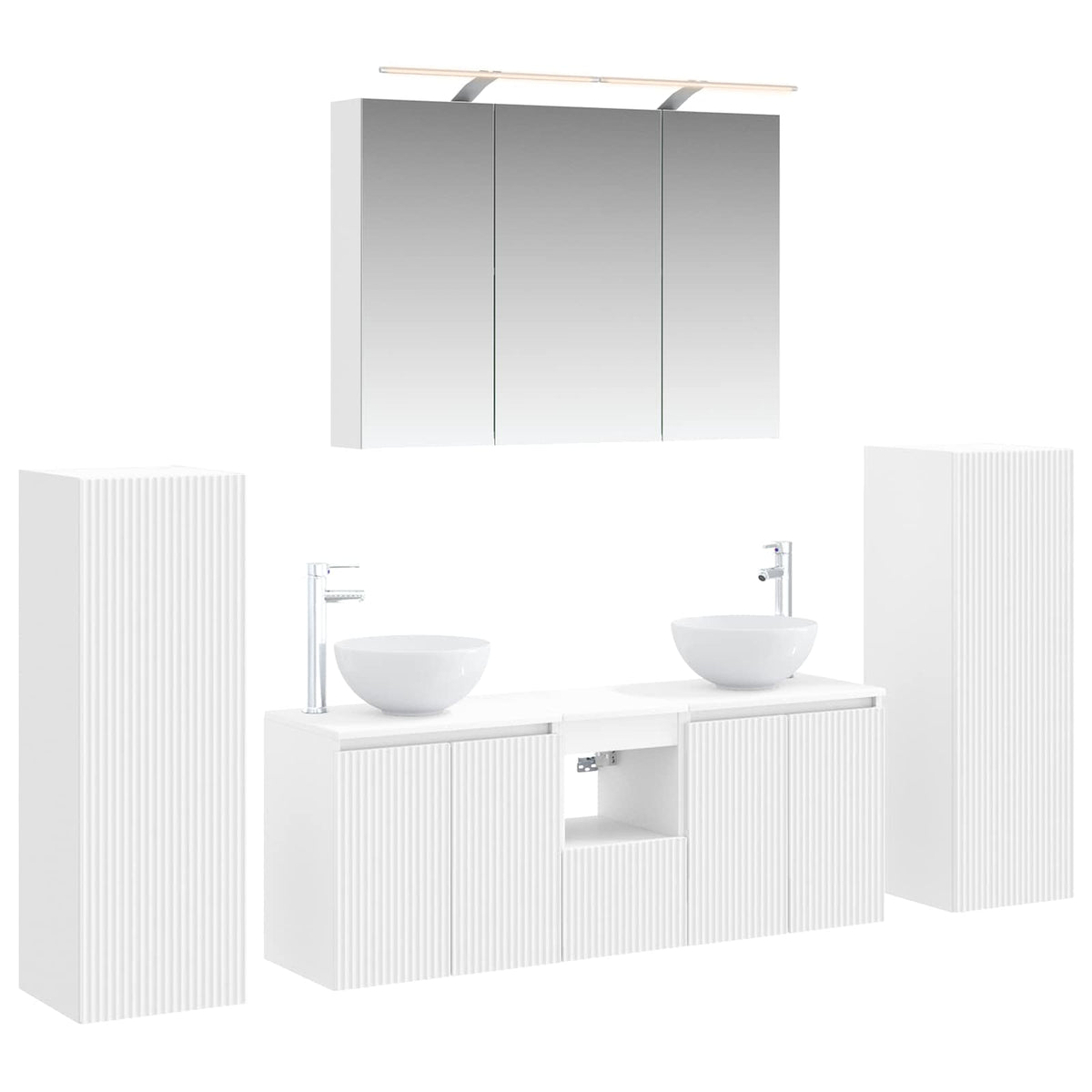 vidaXL Badkamermeubelset 6 pcs Wit Bewerkt hout en glas