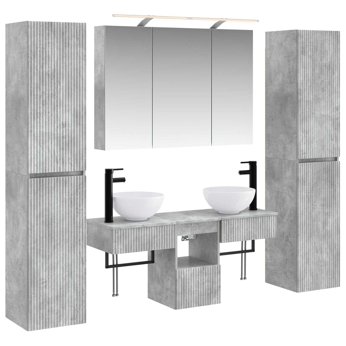 vidaXL Badkamermeubelset 6 pcs Wit Bewerkt hout en glas