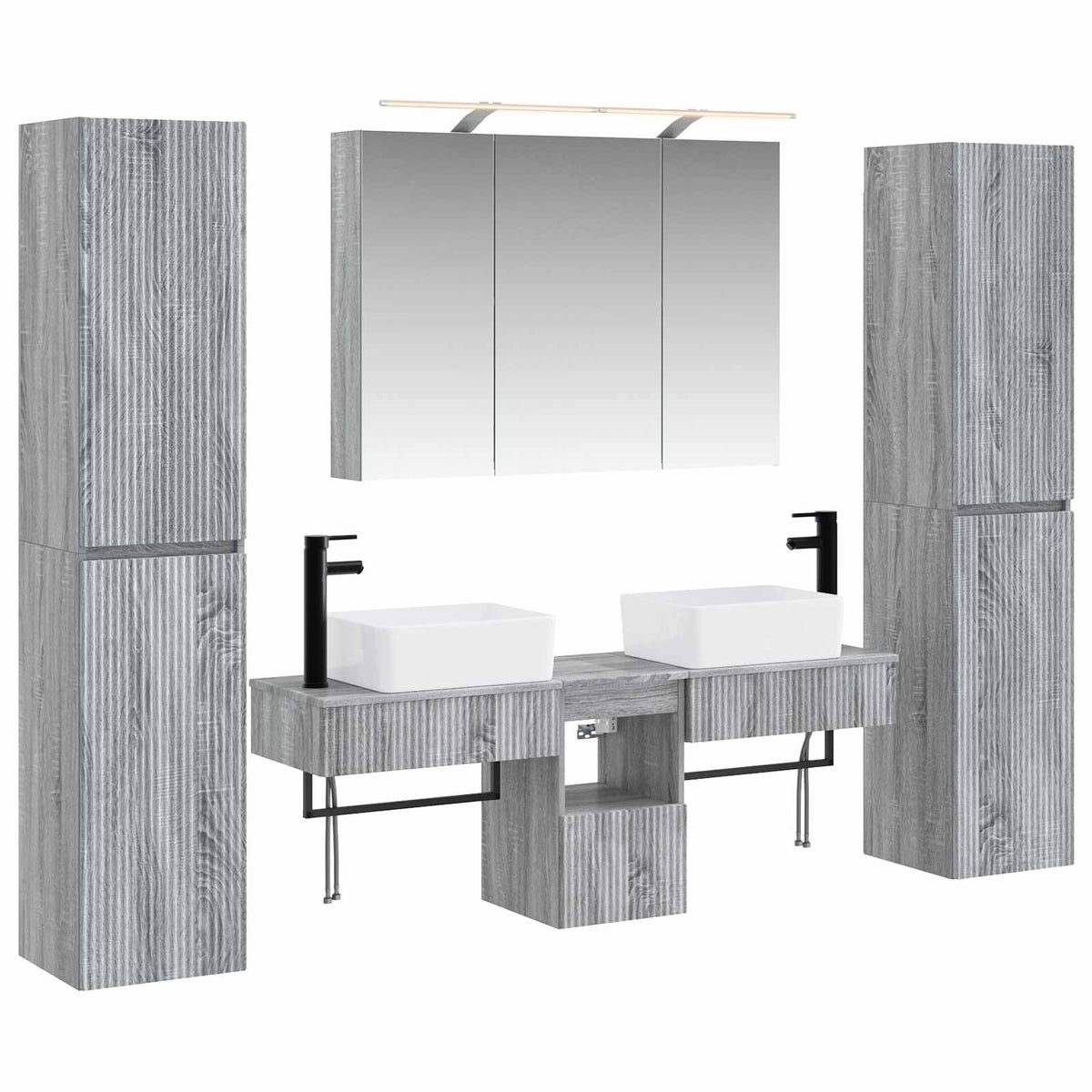 vidaXL Badkamermeubelset 6 pcs Wit Bewerkt hout en glas