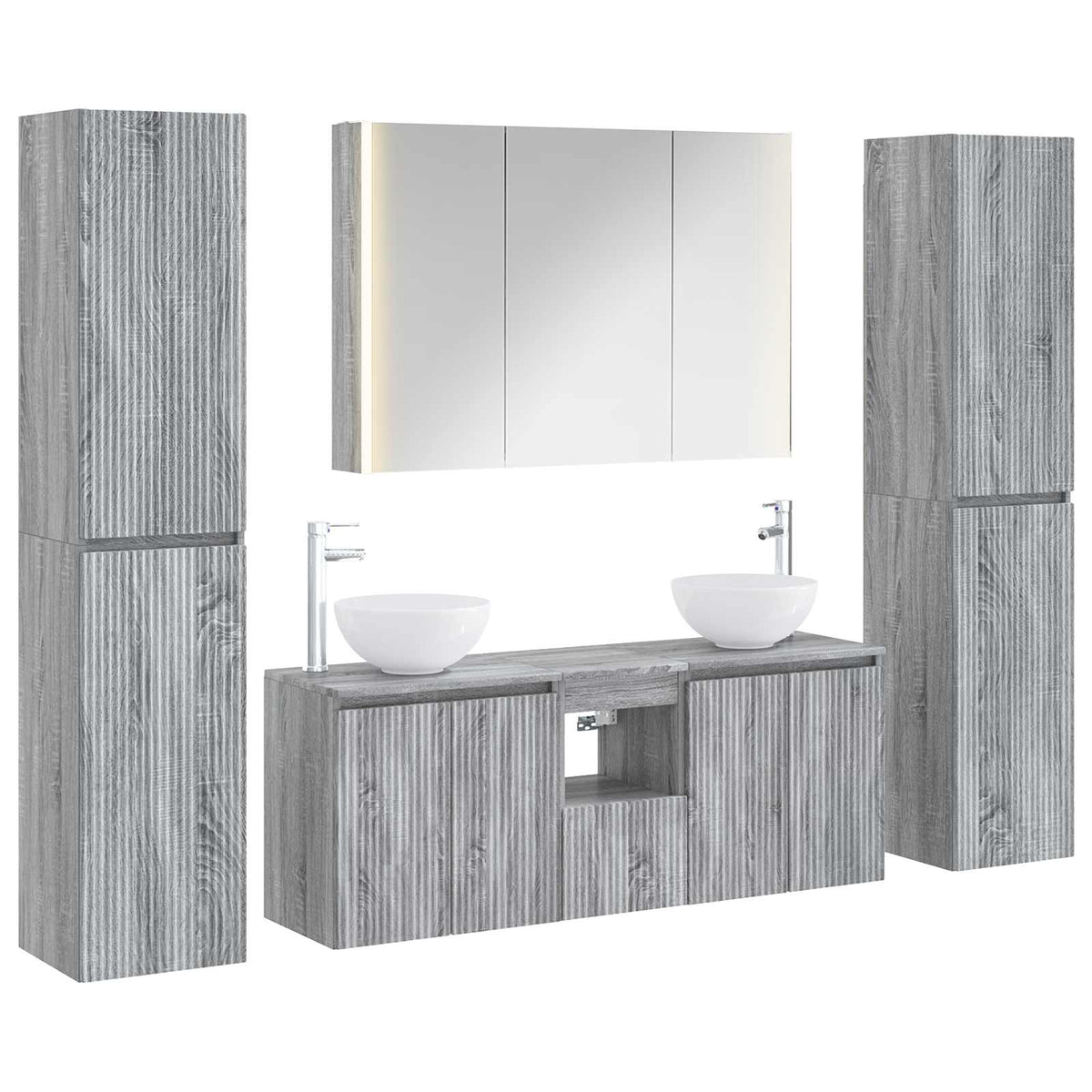 vidaXL Badkamermeubelset 6 pcs Wit Bewerkt hout en glas