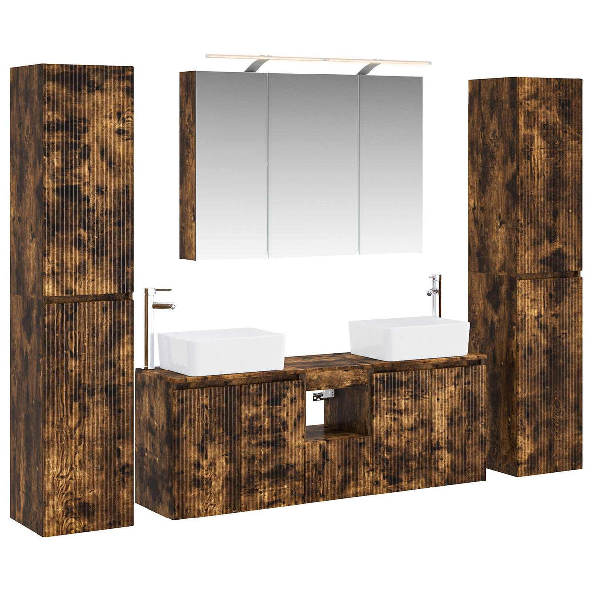 vidaXL Badkamermeubelset 6 pcs Wit Bewerkt hout en glas