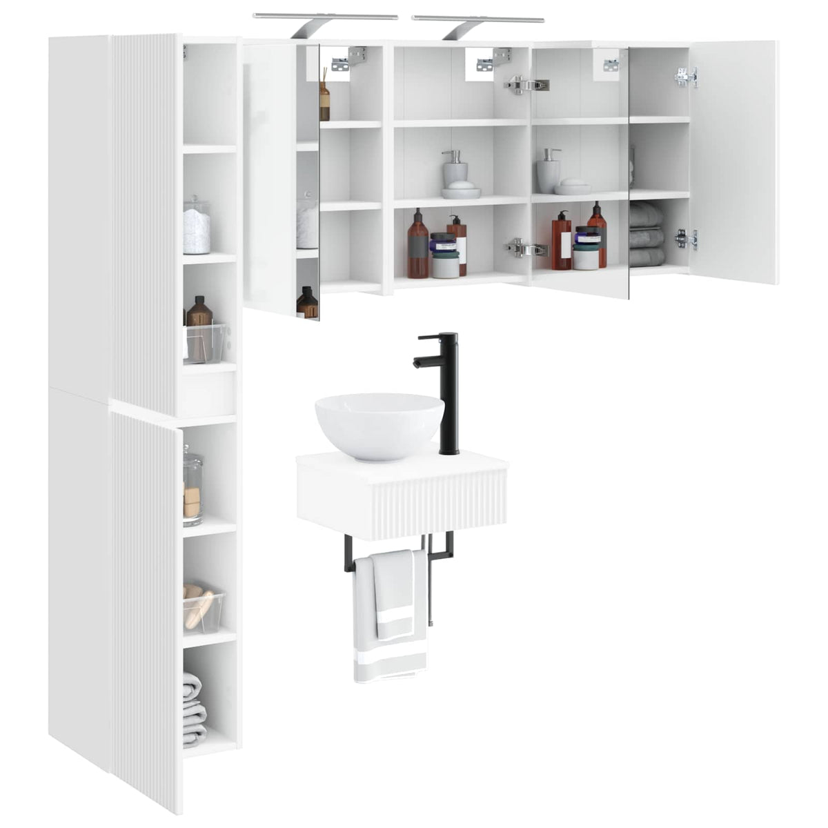 vidaXL Badkamermeubelset 5 pcs Wit Bewerkt hout en glas