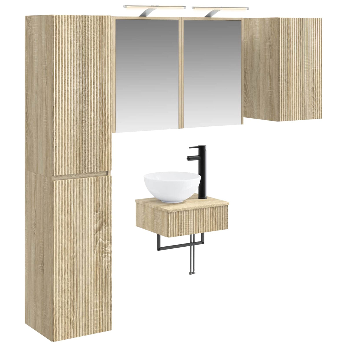 vidaXL Badkamermeubelset 5 pcs Wit Bewerkt hout en glas