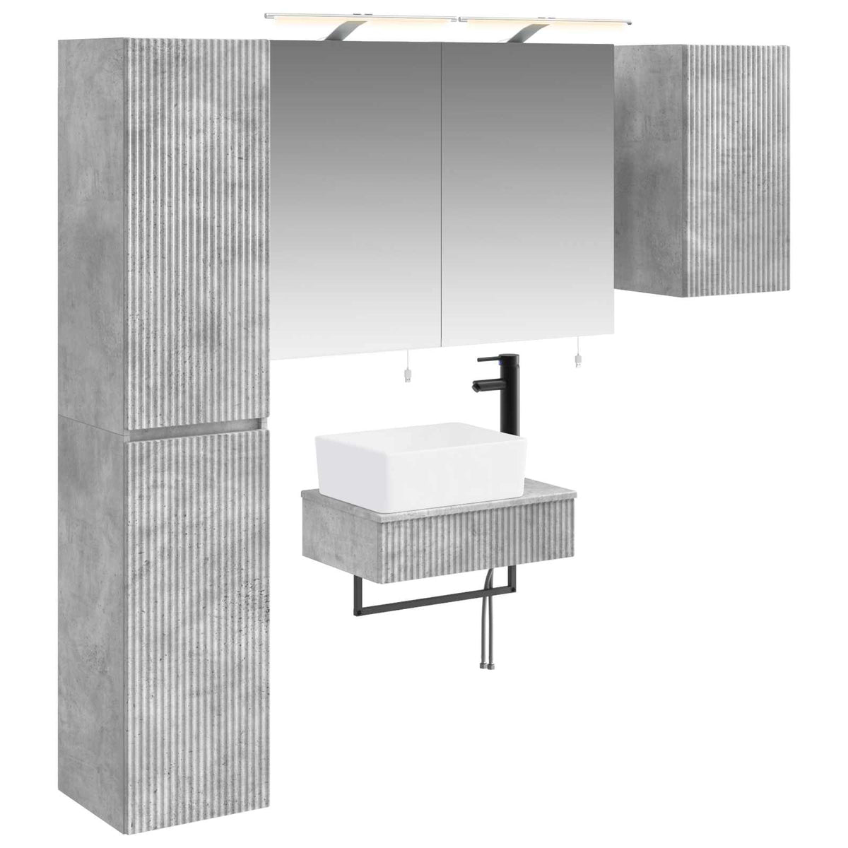 vidaXL Badkamermeubelset 5 pcs Wit Bewerkt hout en glas