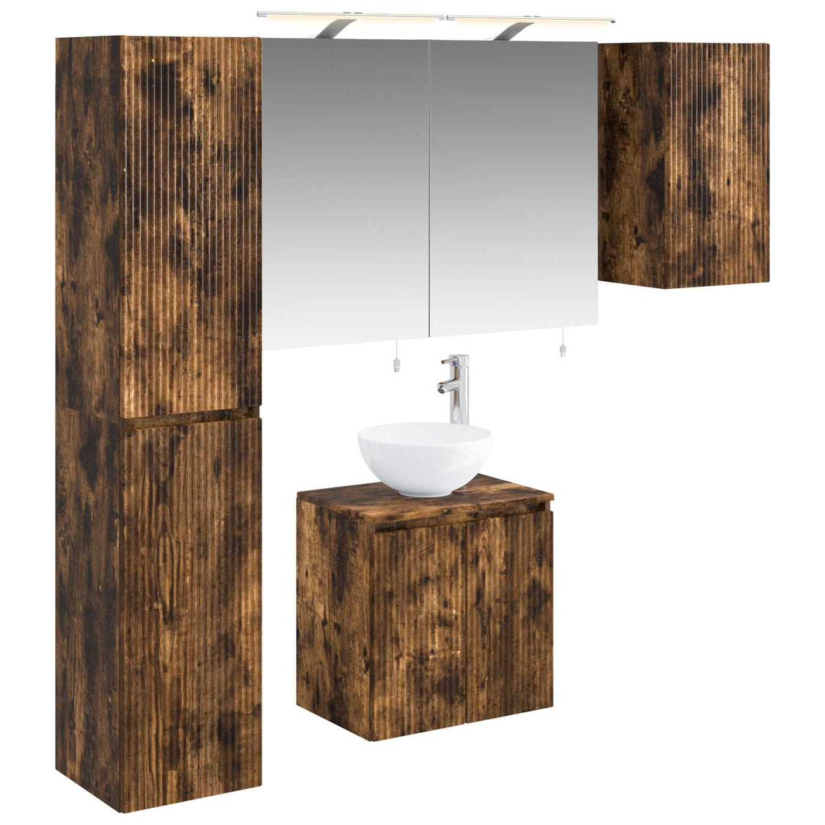vidaXL Badkamerkastenset 5 pcs Wit 50 x 14,5 x 70 cm Bewerkt hout