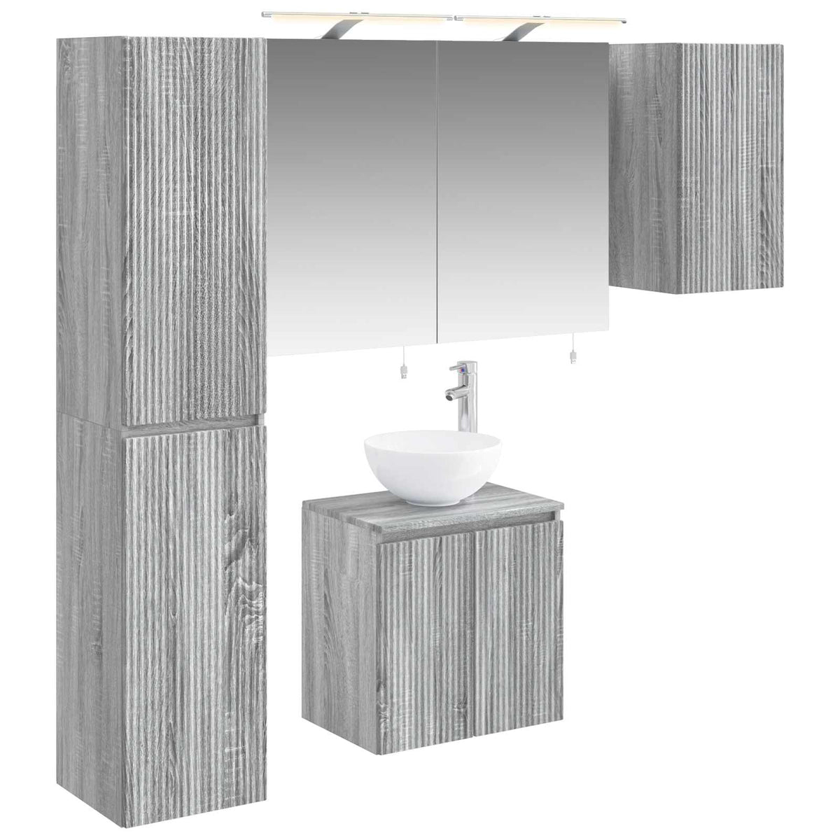 vidaXL Badkamerkastenset 5 pcs Wit 50 x 14,5 x 70 cm Bewerkt hout