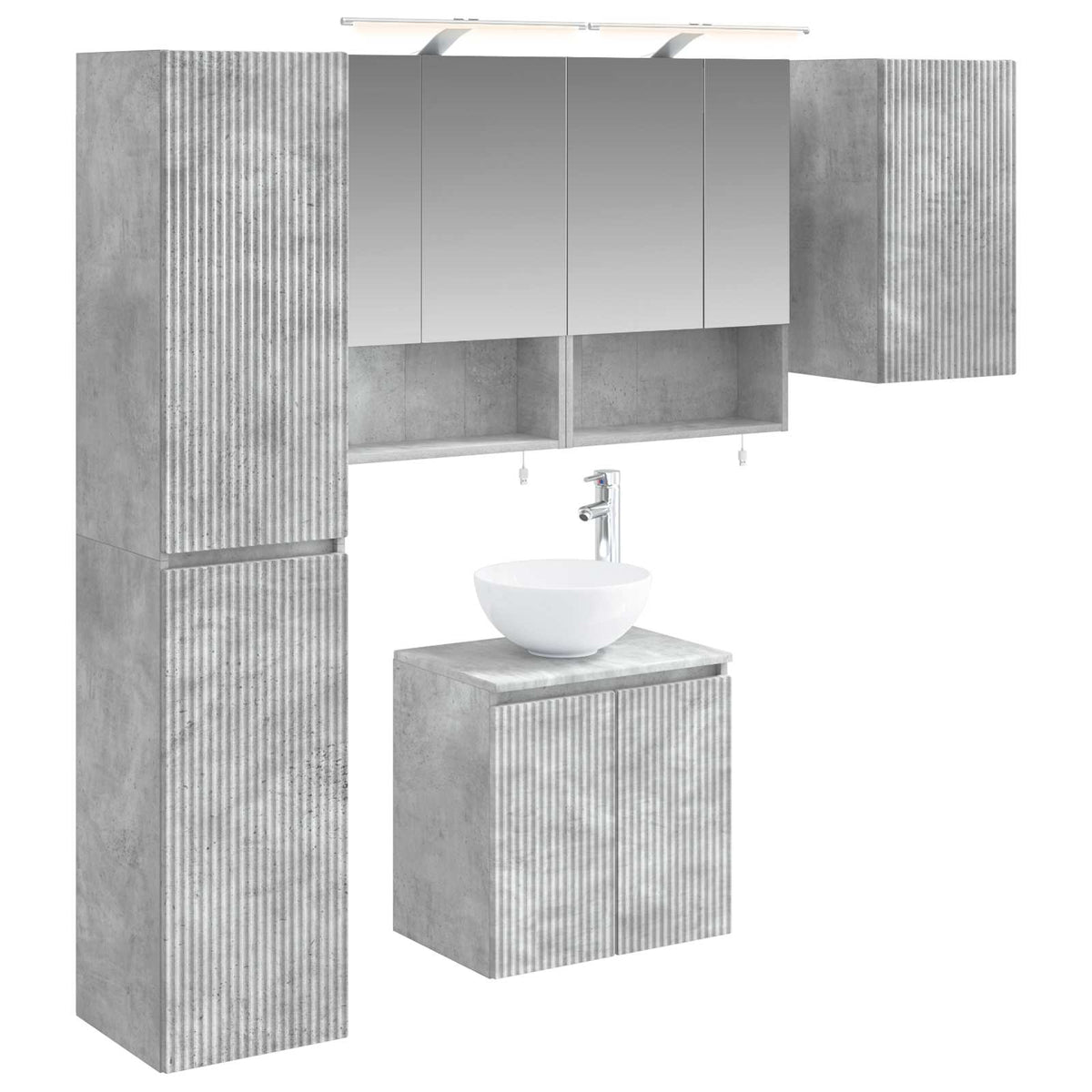 vidaXL Badkamerkastenset 5 pcs Wit 50 x 14,5 x 70 cm Bewerkt hout