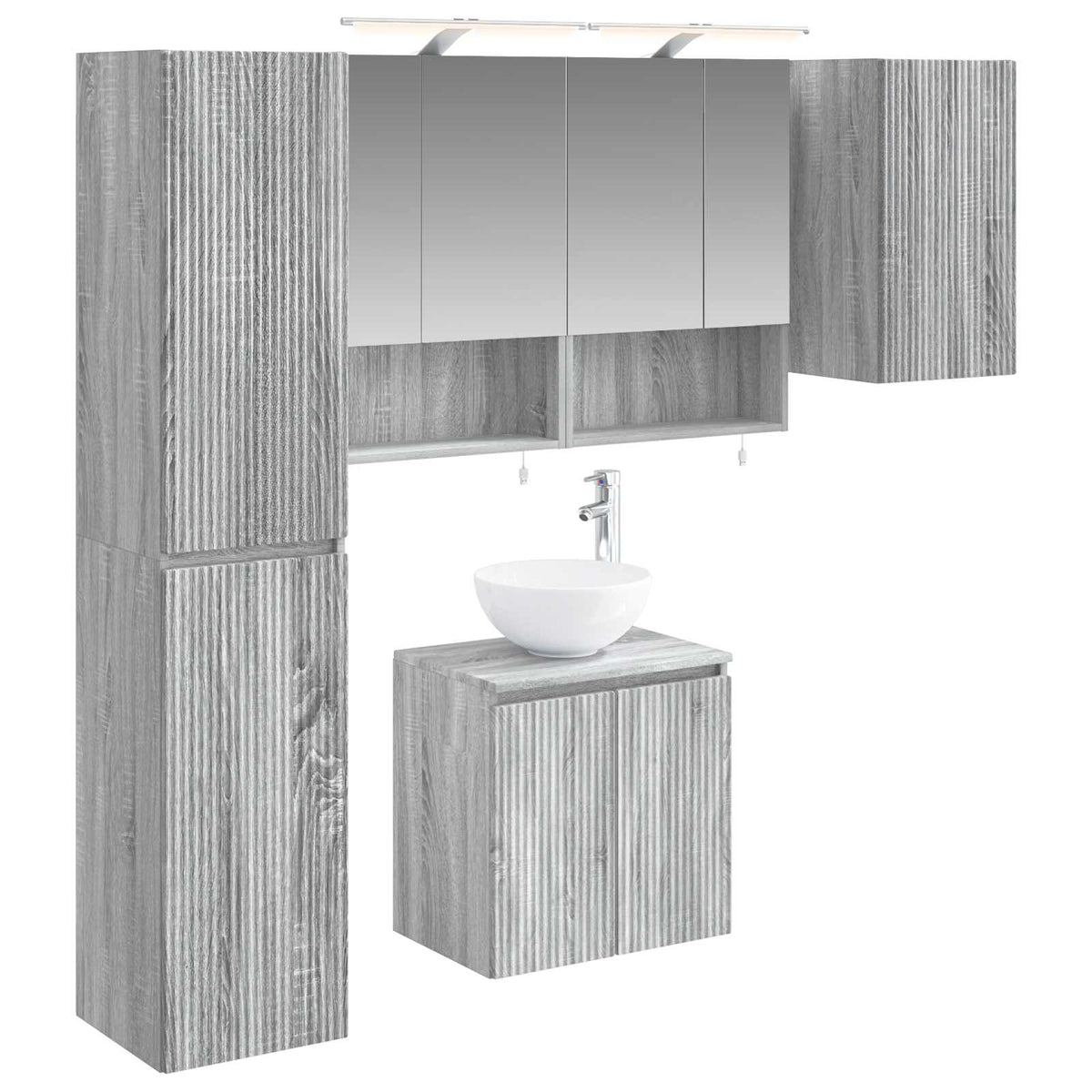 vidaXL Badkamerkastenset 5 pcs Wit 50 x 14,5 x 70 cm Bewerkt hout