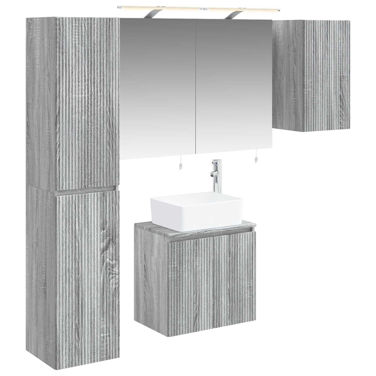 vidaXL Badkamerkastenset 5 pcs Wit 50 x 14,5 x 70 cm Bewerkt hout