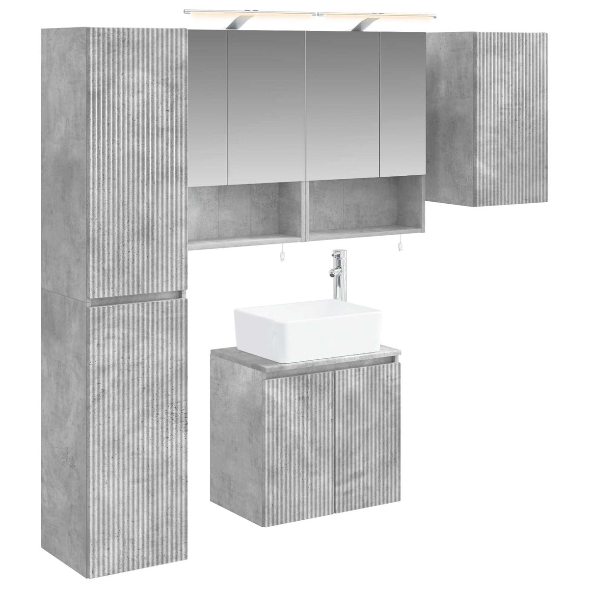 vidaXL Badkamerkastenset 5 pcs Wit 50 x 14,5 x 70 cm Bewerkt hout