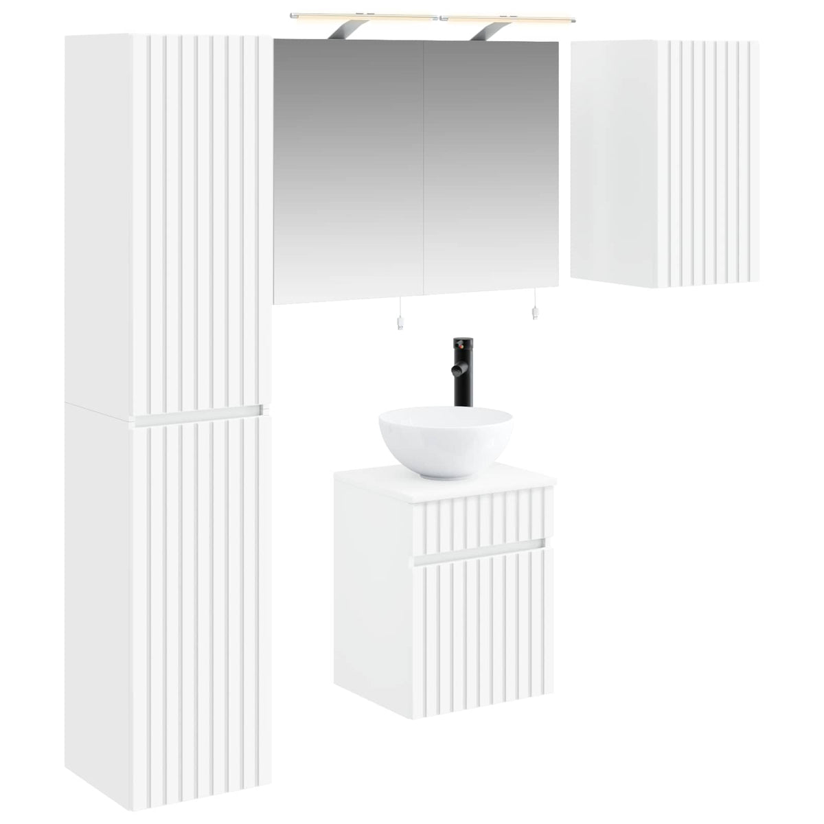 vidaXL Badkamerkastenset 5 pcs Wit 40 x 10,5 x 60,5 cm Bewerkt hout