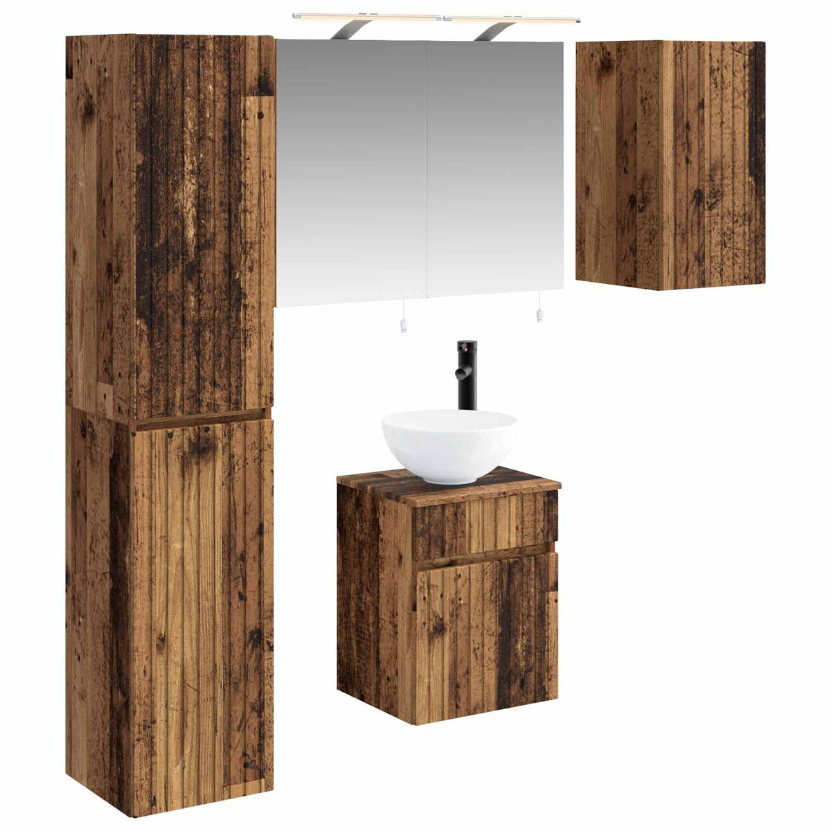 vidaXL Badkamerkastenset 5 pcs Wit 40 x 10,5 x 60,5 cm Bewerkt hout