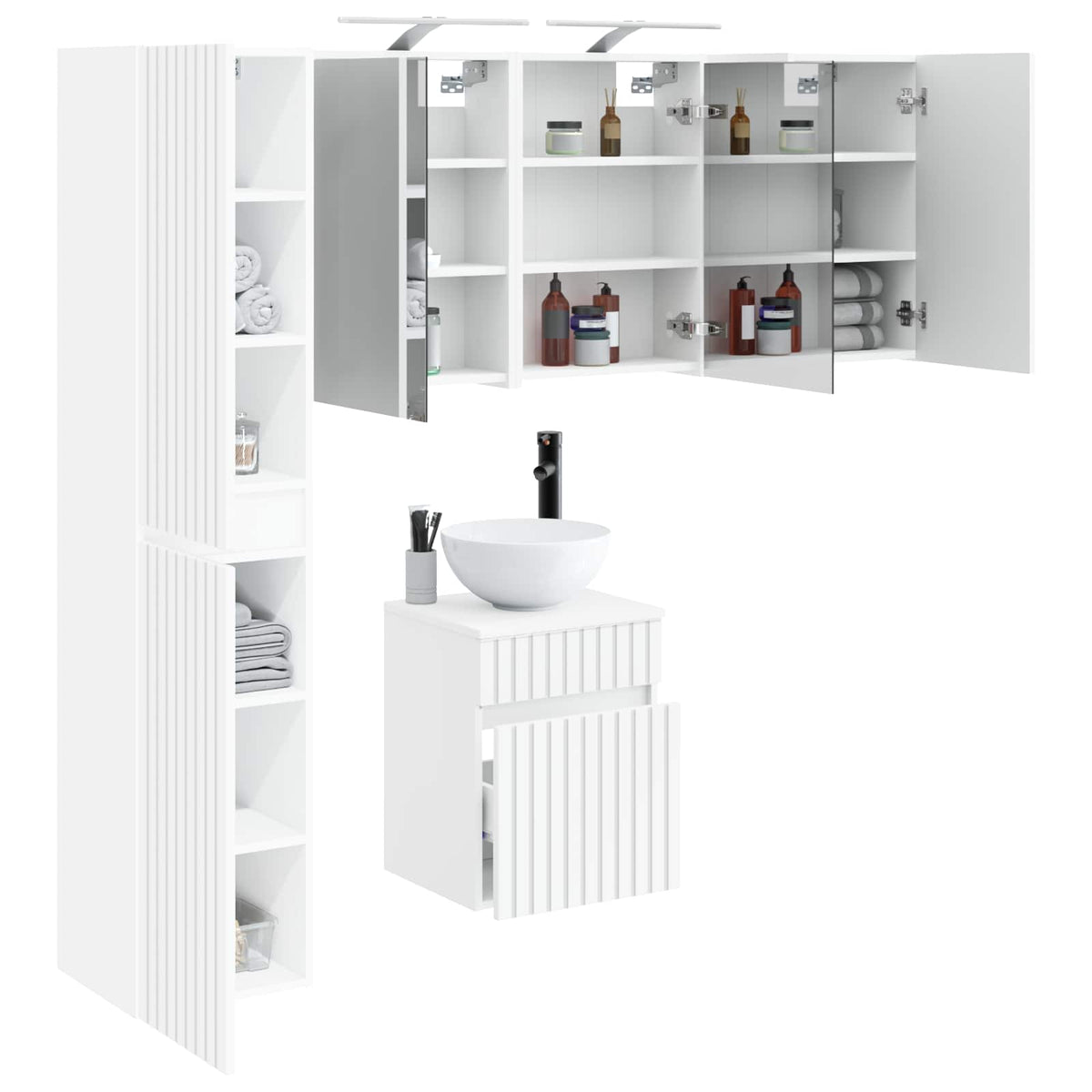 vidaXL Badkamerkastenset 5 pcs Wit 43 x 16 x 62,5 cm Bewerkt hout